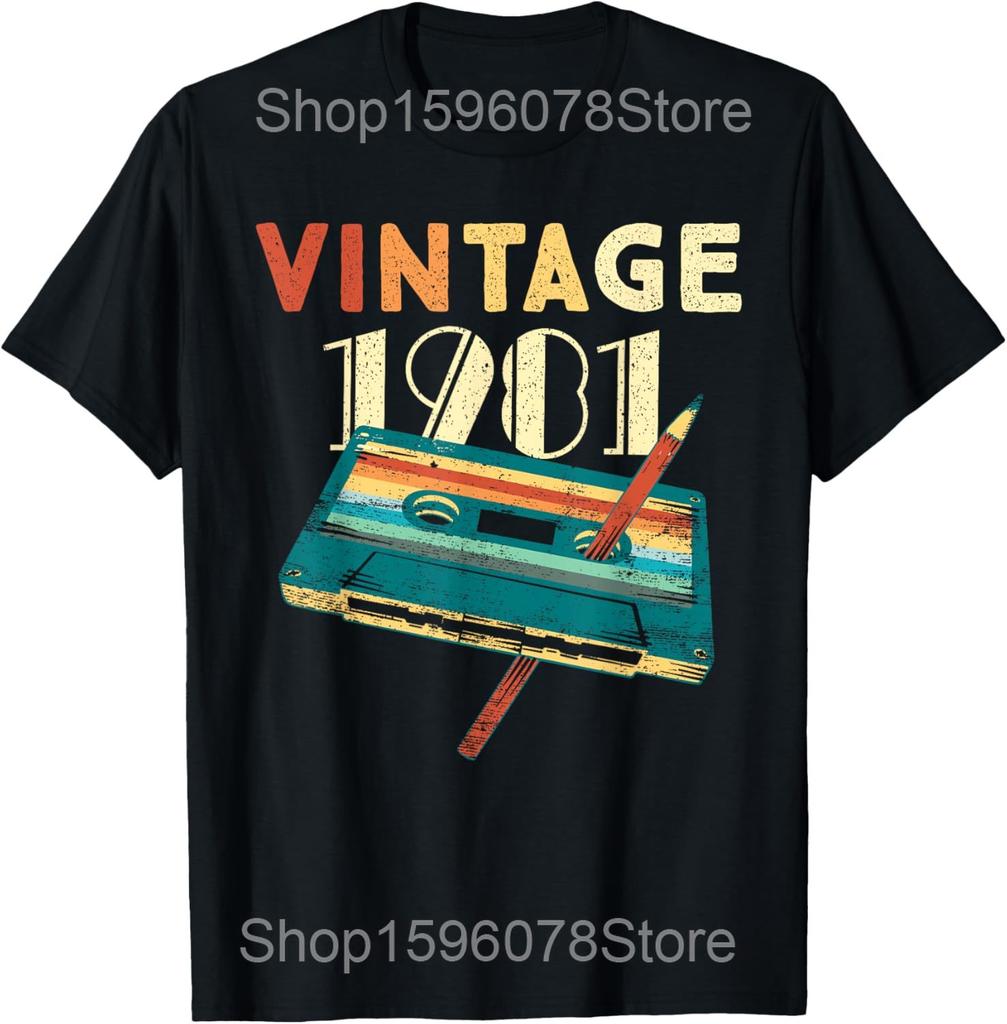 44 Year Old Vintage Born In 1981 44th Birthday Cassette Tape T Shirts Humor Streetwear Tee Short Sleeve Unisex Loose Clothing