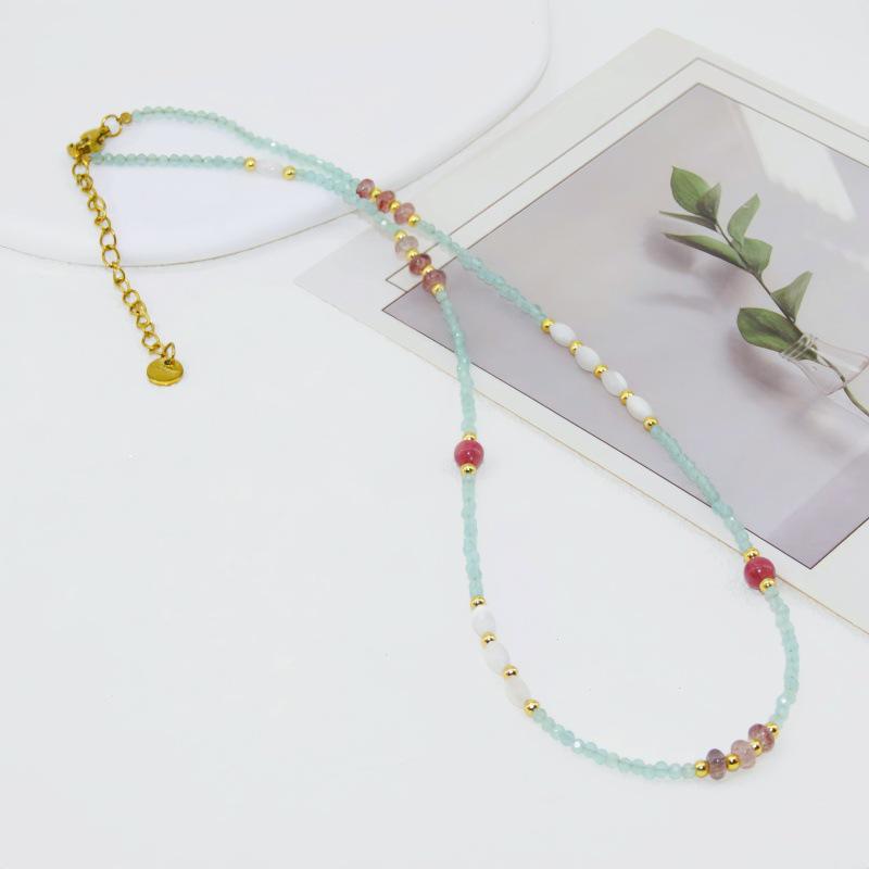 Handmade Strawberry Crystal & Seashell Necklace - Perfect for Spring/Summer & Best Friends