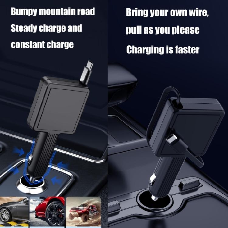30W Car Charging Adapter Cable with Extendable USB C Line for Electronic Devices Charger