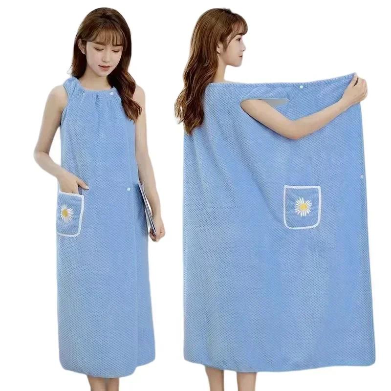 Bath Towel Wrap Dress For Women - Long Style Skirt, Quick-Dry Hair, Wearable And Washable Polyester Robe Quick-Dry Compressed