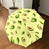 1PC Avocado Leaf Automatic Open/Close Umbrella with Windproof, 8-Rib Sturdy Canopy, Durable Ribs, Fashionable Design, Outdoor Accessory, Fun Prin, Hol