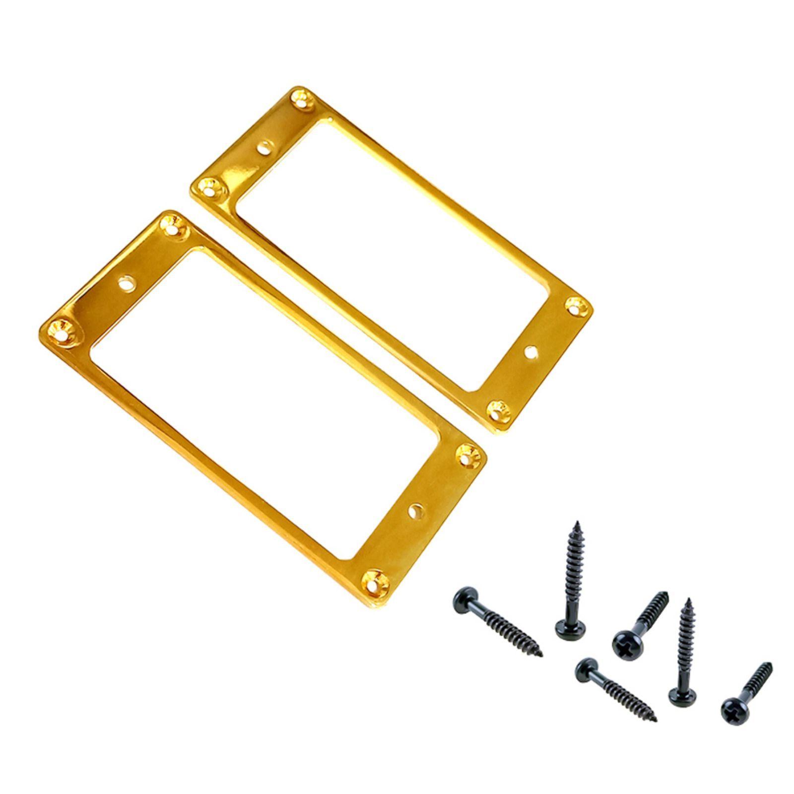 

2 шт. Электрогитара Металлический хамбакер звукосниматель Монтажные кольца с винтами Плоская рамка гитара Сменные аксессуары золотой