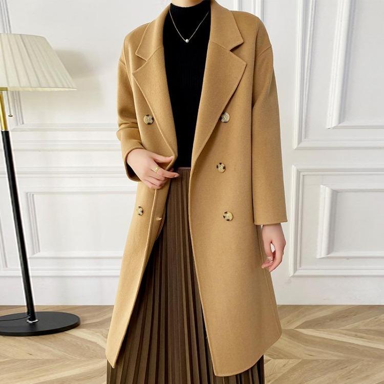Warm Winter Wool Coat 100 Percent Wool Long Overcoat Handmade Pea Coat Autumn Women Jacket