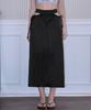 Rose Franz Cut Out Satin Long Skirt [Black]