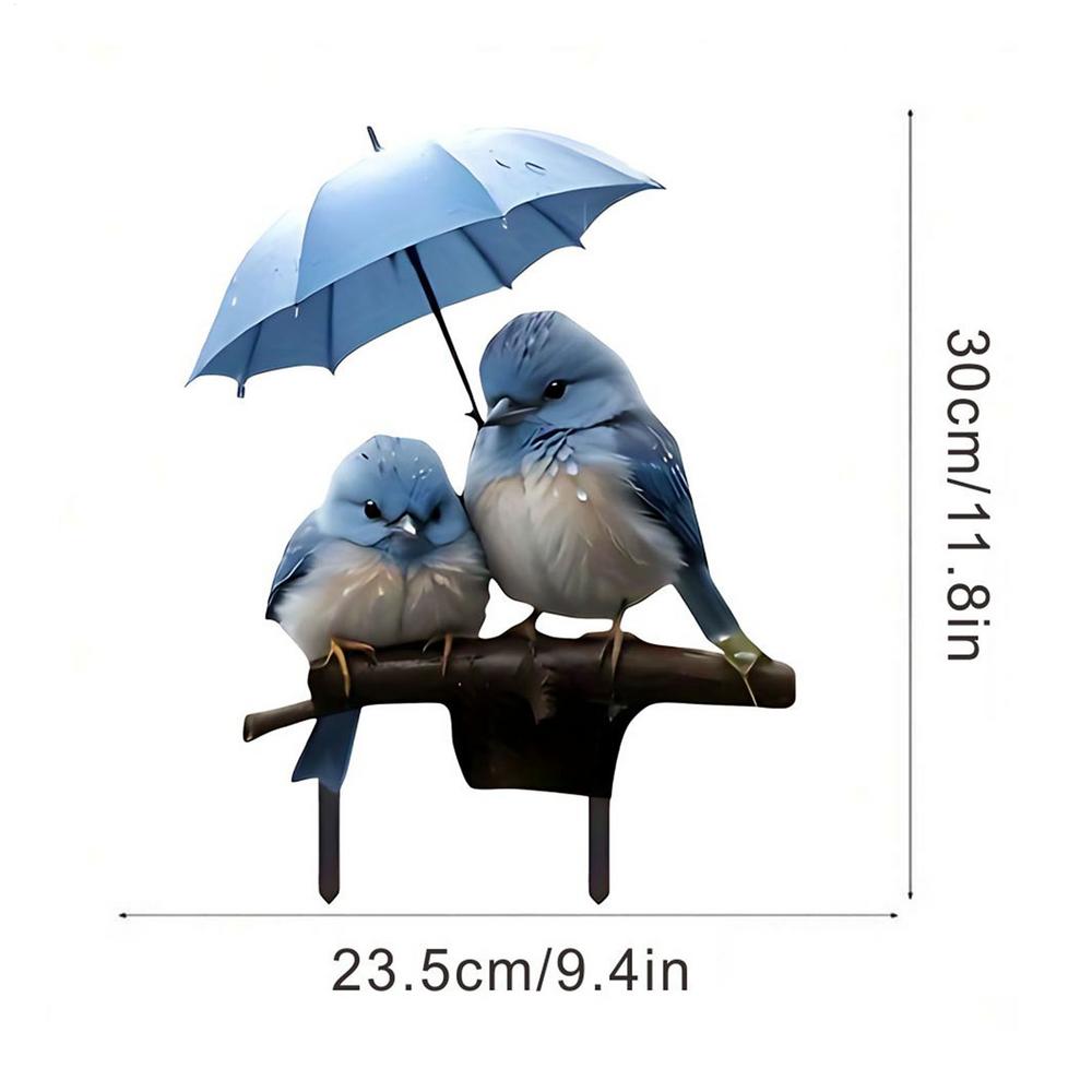 

Garden Stakes Decorative 2D Acrylic Flat Ground Insert Blue Bird with Umbrella Garden Stakes Whimsical Sign for Patio Front Yard синий