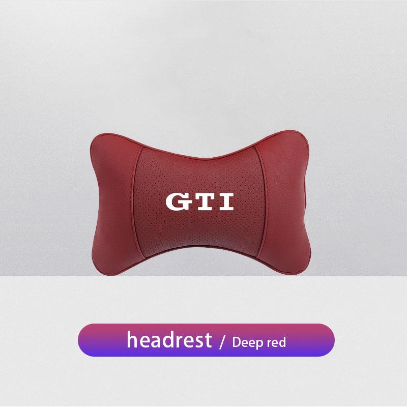 XYZ1 VW Car Leather Headrest Seat Head Support Neck Pillow For Volkswagen Polo Golf GTI CC Tiguan Arteon Passat Jetta Touareg ID.3