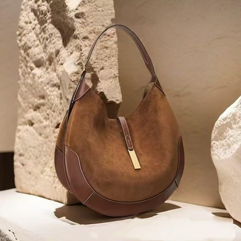 

Winter Faux Suede Shoulder Bag Solid Color Retro Crossbody Purse, Commute Bag for Women Versatile Light Luxury Tote (30cm Max Length 50cm)