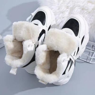 Lässige Damen-Sneakers aus Schaffell, warme, rutschfeste Schneestiefel, Baumwollschuhe, rutschfeste, verschleißfeste Sportschuhe aus Baumwolle für Damen