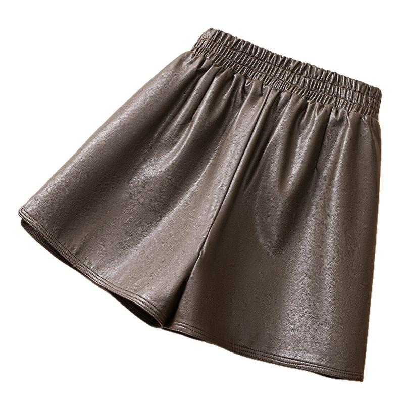 2023 Trendy Women's High Waist PU Leather Shorts - A-line, Loose Fit for Autumn/Winter, Perfect with Boots