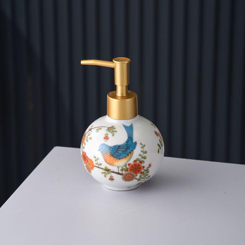 American Painted Flower Ceramic Lotion Bottle Gold Press Soap Dispenser Household Shampoo Water Bottling Bathroom Accessories