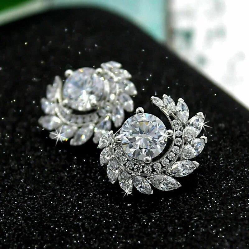 Gorgeous Women's Stud Earrings Full with Dazzling CZ Stone Sparkling Ear Piercing Earrings Party Jewelry Drop Shipping