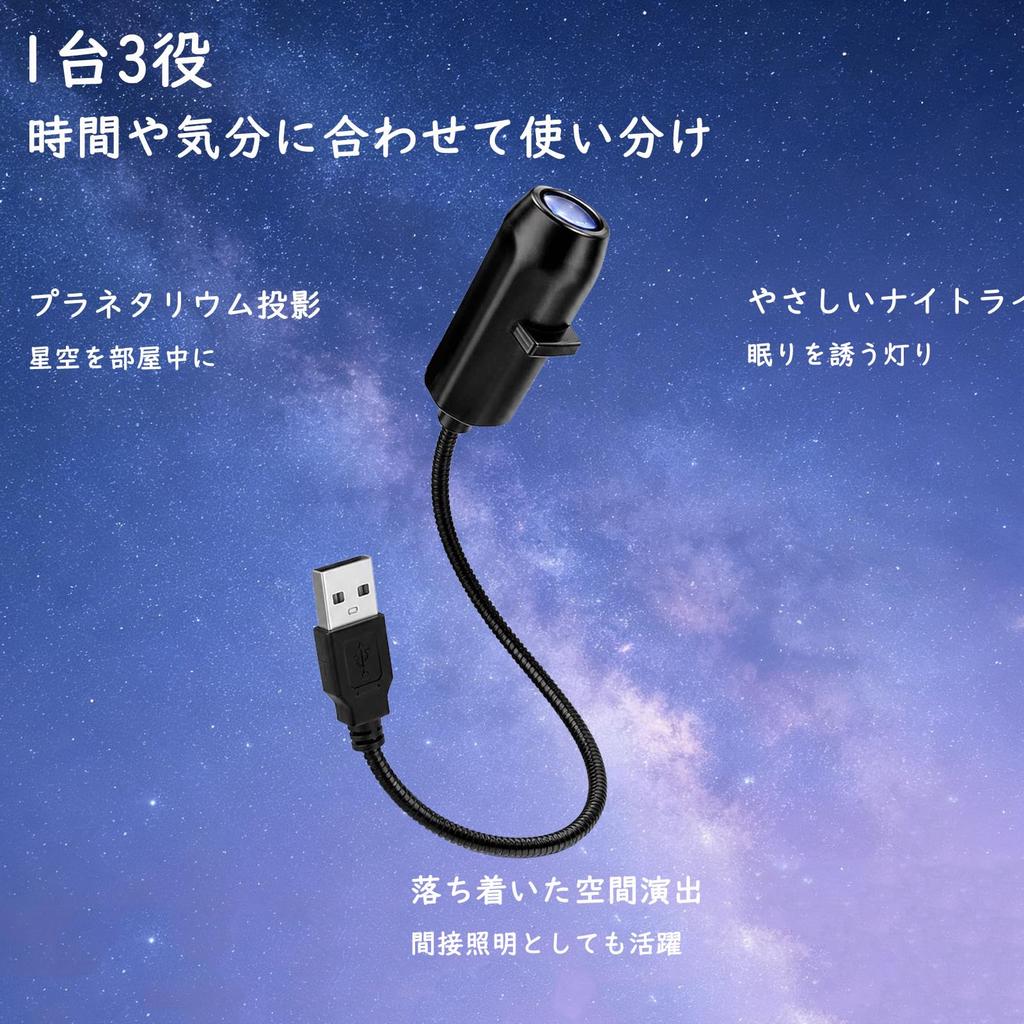 IWASHI Starry Sky Projection Light Planetarium Light USB Powered 6 Interchangeable Space Images 360 Degree Angle Adjustment