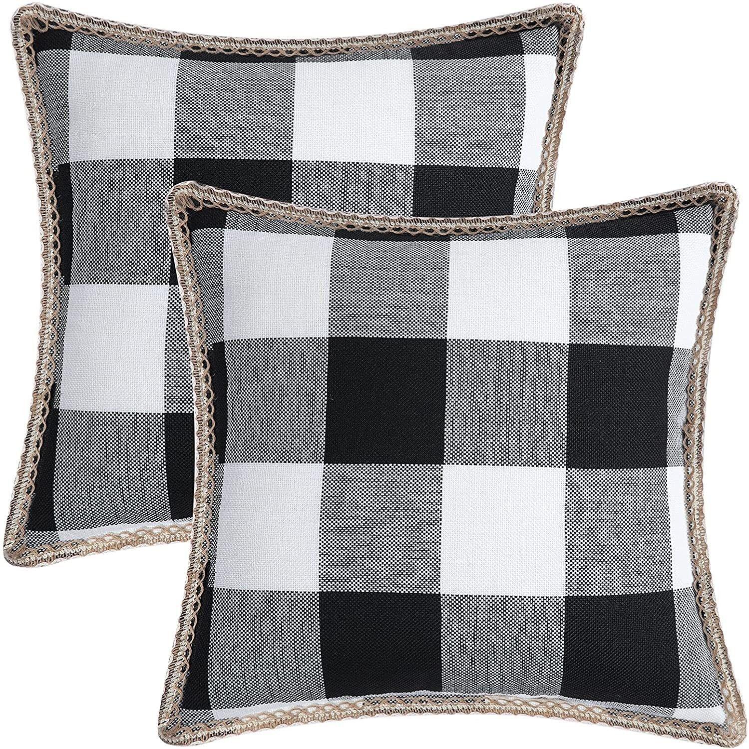 

Новая льняная кружевная клетчатая подушка B&B хлопок и лен диванная подушка 45 × 45cm/18 × 18inch (pillowcase)