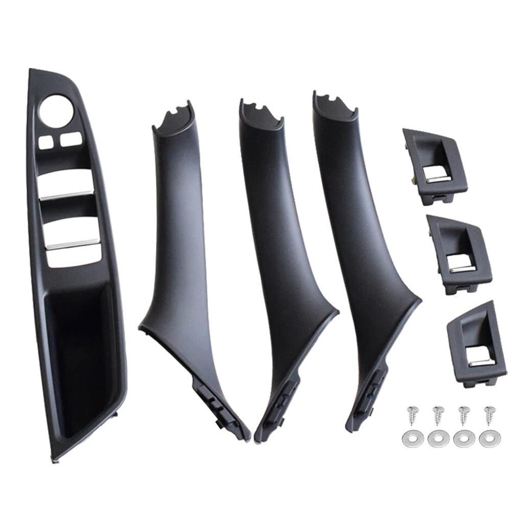 7x Czarny Wewnętrzny Uchwyt Panelu Drzwiowego Listwa Pokrywa Dla BMW Serii 5 F10 F11 10-16