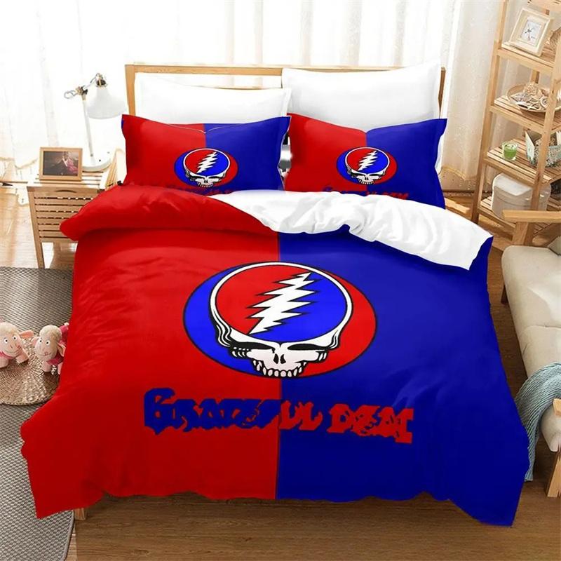 

3D Skull Grateful Dead Bedding Set Boys Girls Twin Queen King Size Duvet Cover Pillowcase Bed boys Adult Home Textileextile 135x200cm 2pcs