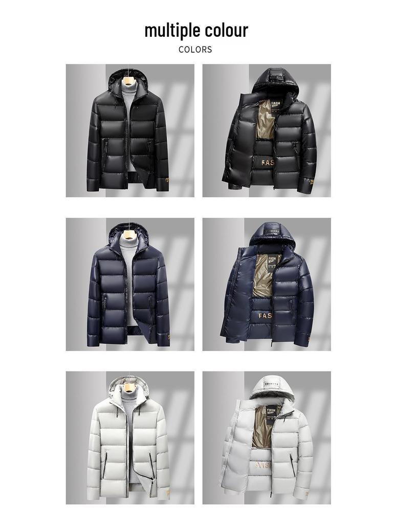 Men's Trendy Black Gold Thickened Graphene Cotton Puffer Jacket - Winter Business Casual Coat