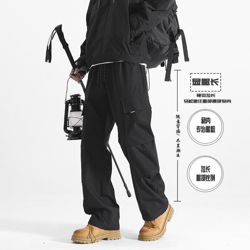 Men's new velvet optional straight overalls spring autumn and winter casual pants men's wide-leg loose youth trousers