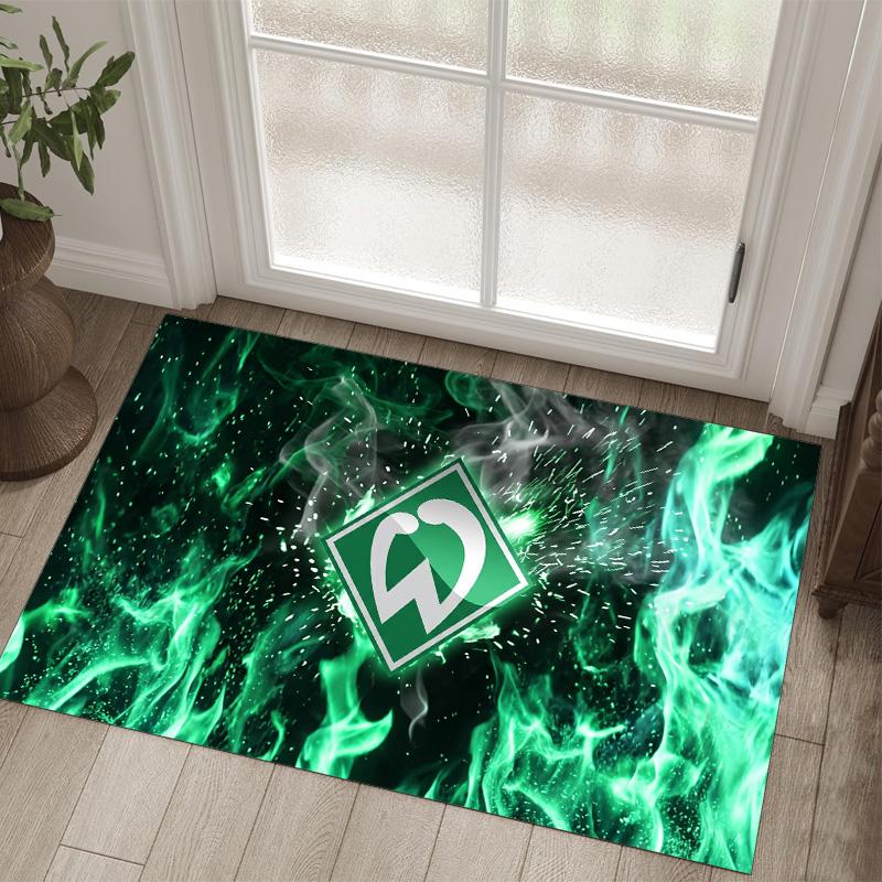 Werder Bremen Fußball Design Kristall Samt Teppich Gemütlich Nicht?Rutschfester Teppich mit Aufdruck für Schlafzimmer Wohnzimmer Eingang