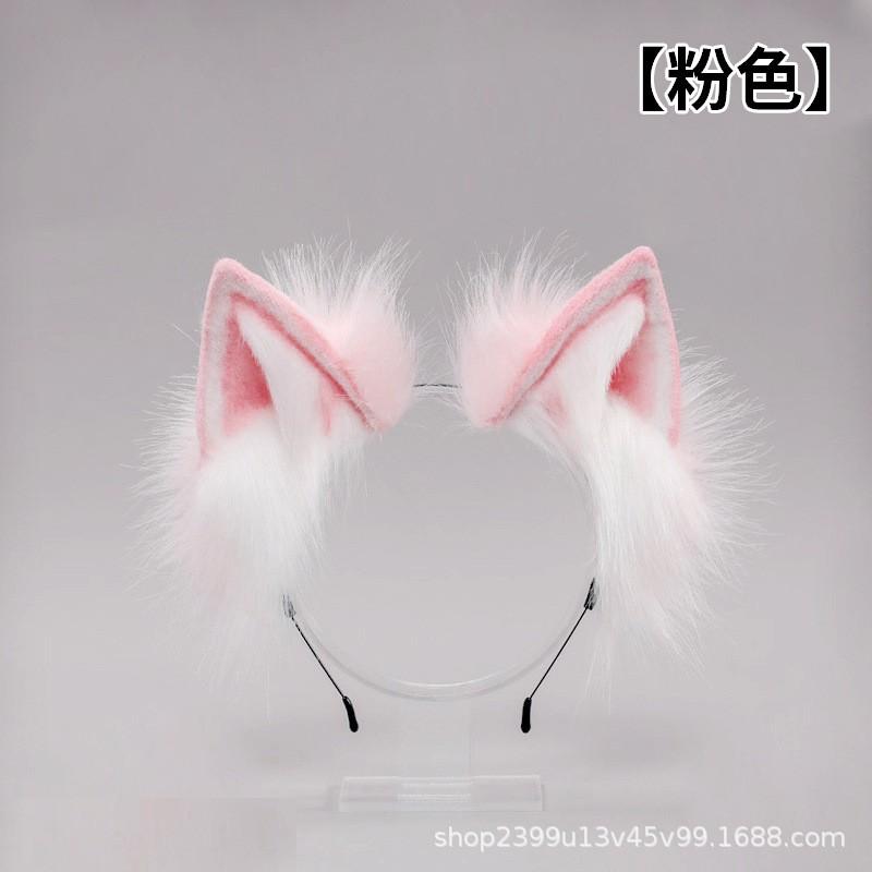 Handmade Plush Animal Ear Tail Headband Cosplay Anime Convention Cute Cat Fox Ears Hair Accessory