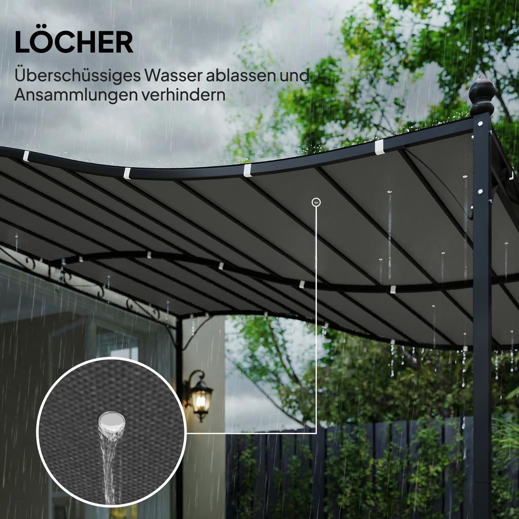 Replacement Roof for Pergola Sun Sail for Patio Roofing Replacement Roof Tarp for 3 X 3 M Gazebo 298x293 Cm Dark Grey