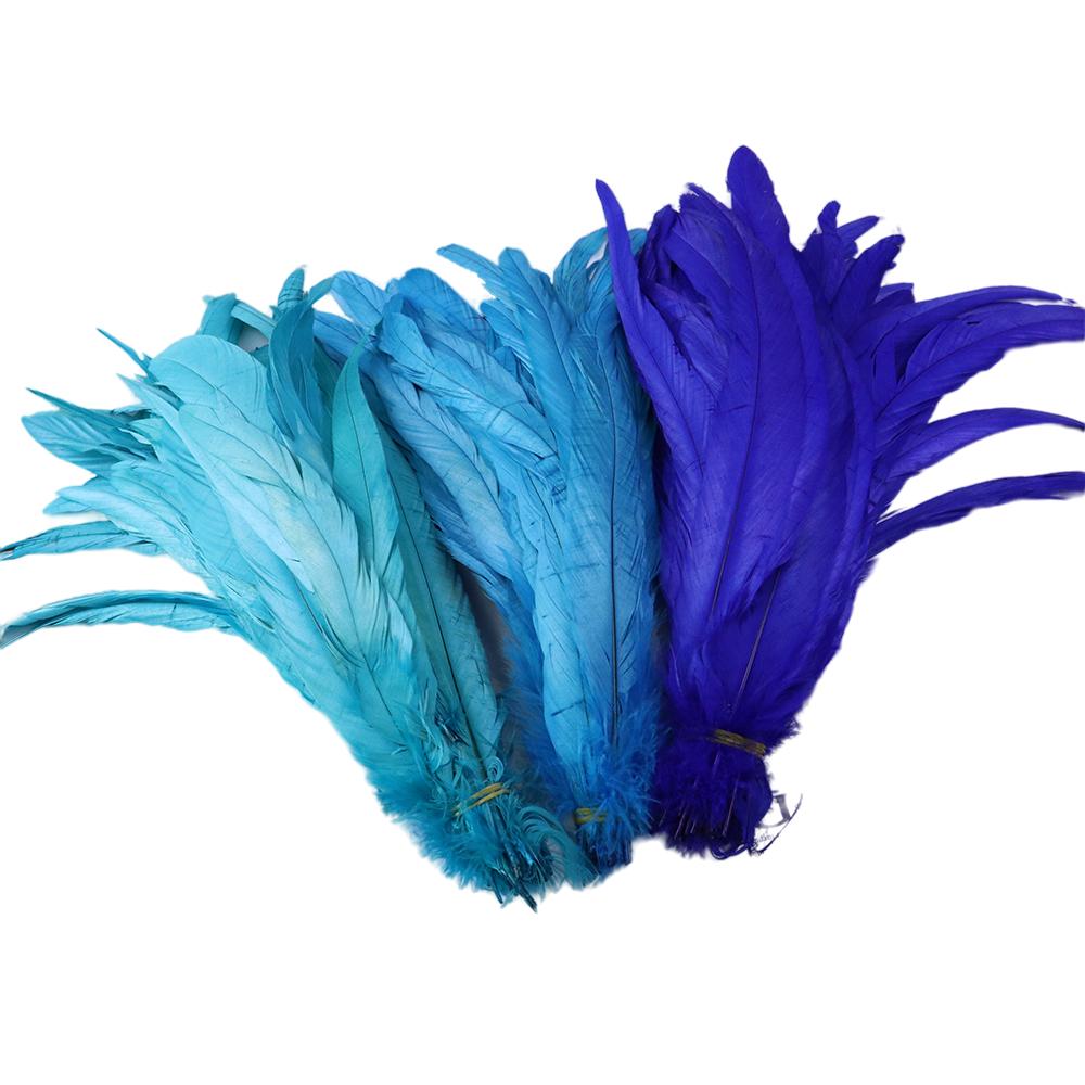 100pcs Blue Carnival Rooster Tail Feathers 25-30cm 30-35cm for Crafts Headdress Party Clothing HeadWear Decor Pheasant Plumas