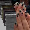 3D Black Pink Stars Stickers for Nails Golden Silvery Stars Adhesive Nail Decals Autumn Winter Festival DIY Nail Art Accessories
