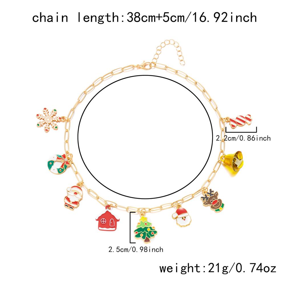 Santa Claus Snowflake Elk Pendant Necklace Women's, Stylish and Exquisite Christmas Ornament Gifts