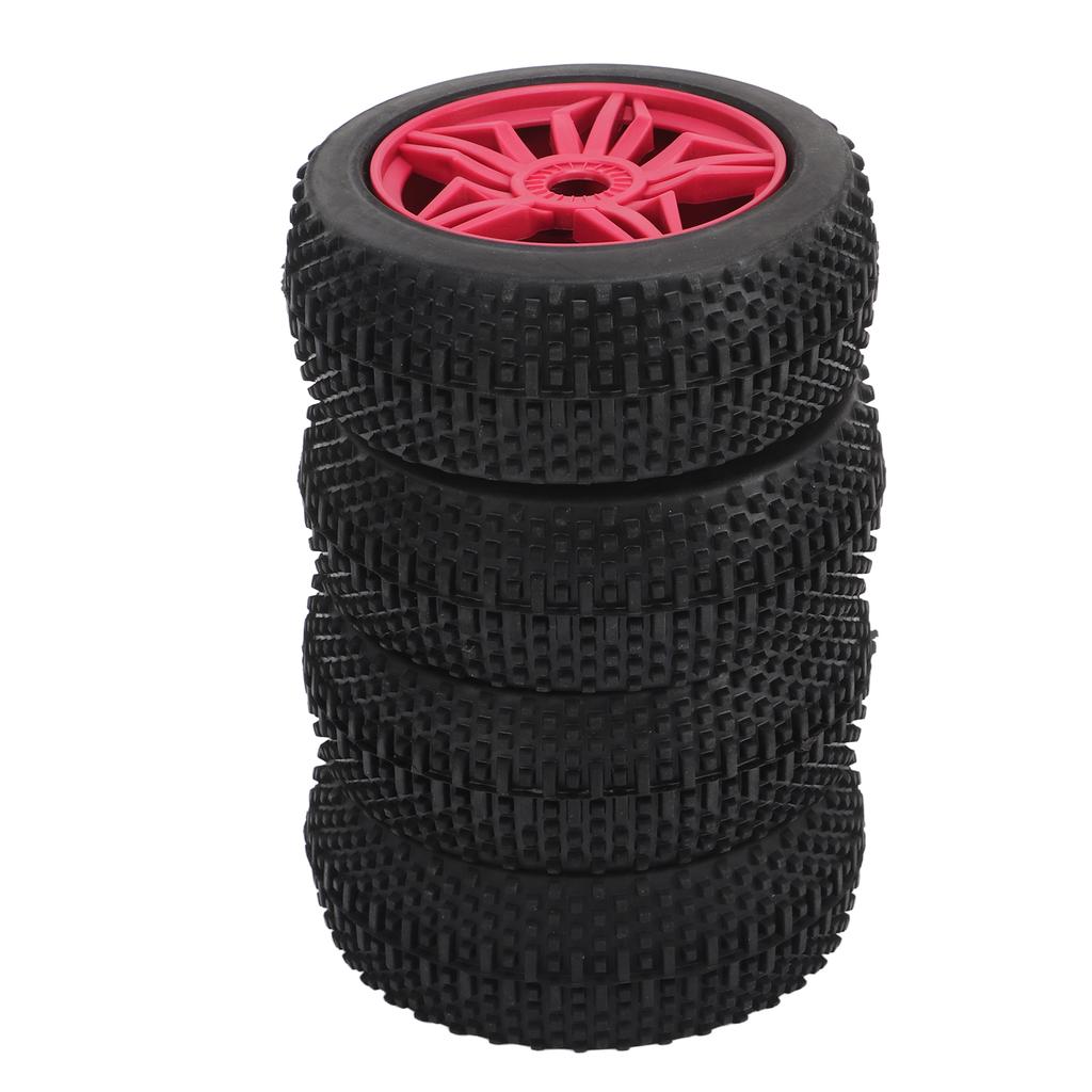4PCS Remote Control Car Tires Stable Grip Strong Cushioning Uneven Texture Thickening Universal for 1 8 RC Car Red