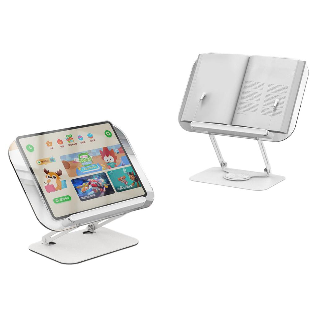 Adjustable Acrylic Book Stand 360 Degree Rotatable Base Optional for Tablets Laptops and Cookbooks Folding Holder