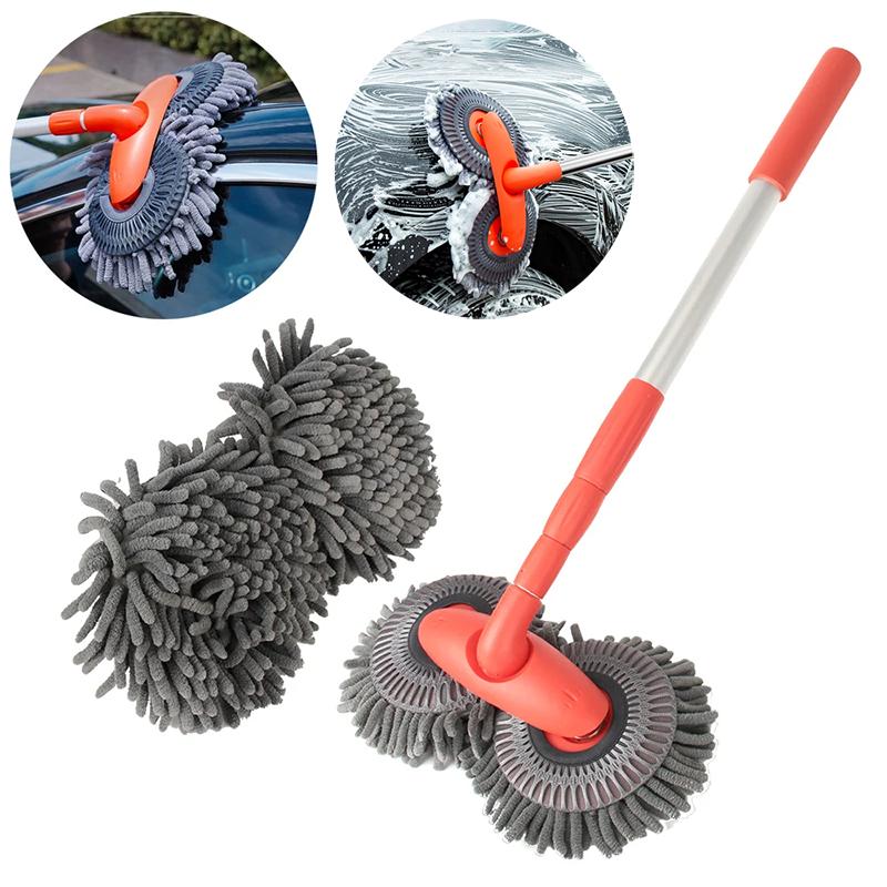 Mop Spălător Auto Mop Spumă Perie Spălare Cap Dublu Perie Curățare Acoperiș Geam Întreținere Mop Telescopic cu Trei Secțiuni Accesorii Auto