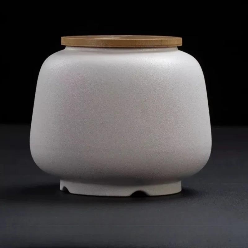 Retro Black Ceramic Tea Pot Sealed Pu'er Tea Container Household Storage Jar Traditional Chinese Tea Set Decor