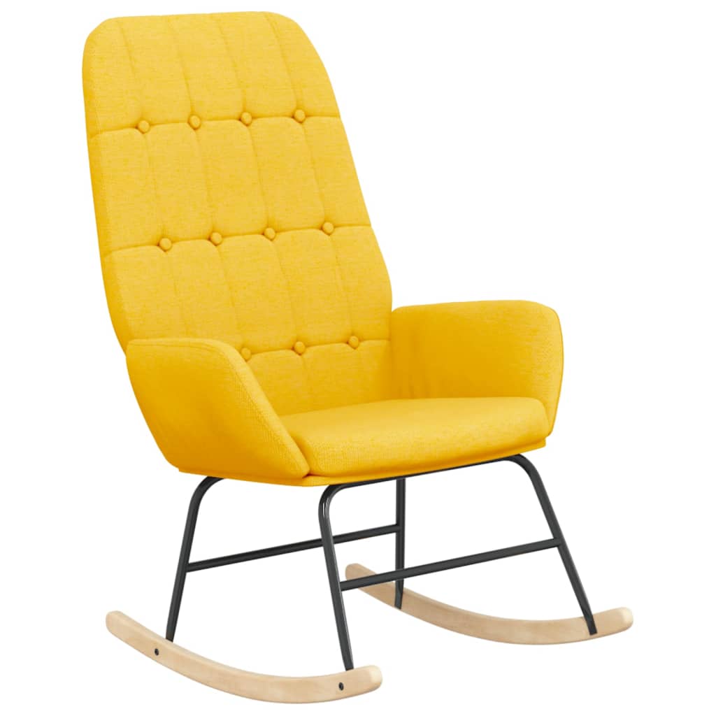 Rocking Chair with Footstool Mustard Yellow Fabric