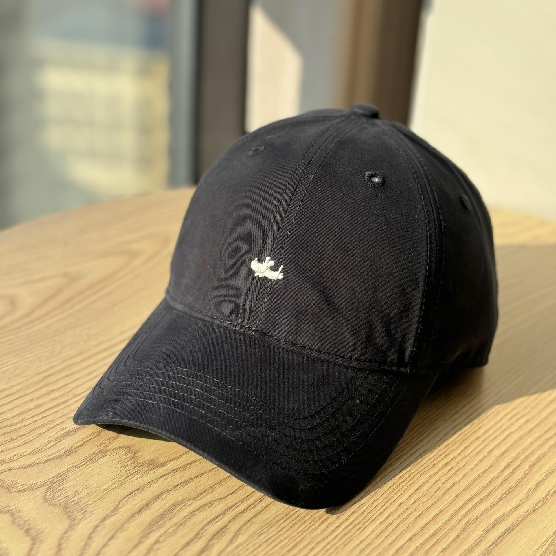 

Korean-style versatile baseball cap with puppy embroidery for women, wide brim that makes the face look smaller, pure cotton slimming duckbill cap Adult54-60Adjustable чёрный