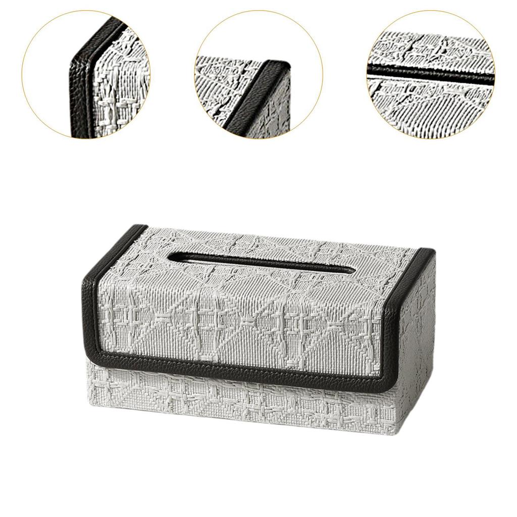 PU Leather Tissue Box Cover Tissue Holder Storage Multifunction Tissue Case for Dresser Toilet Paper Bedroom Countertop Tabletop