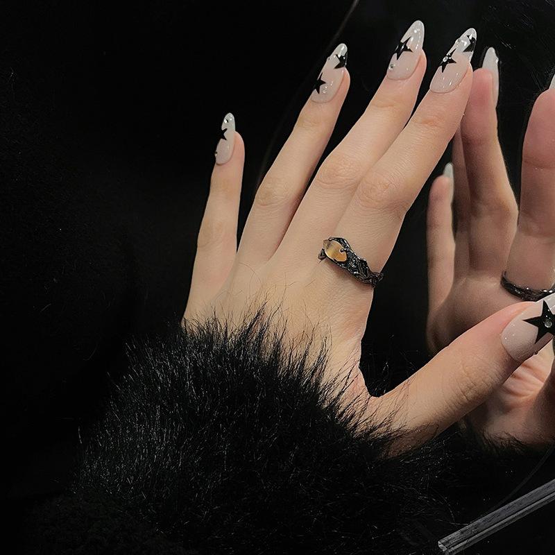 Light luxury fashion high sense pearl zircon copper ring women's design sense retro personality open index finger ring simple