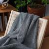 Homlly Herringbone Knitted Soft Woven Blanket Throw