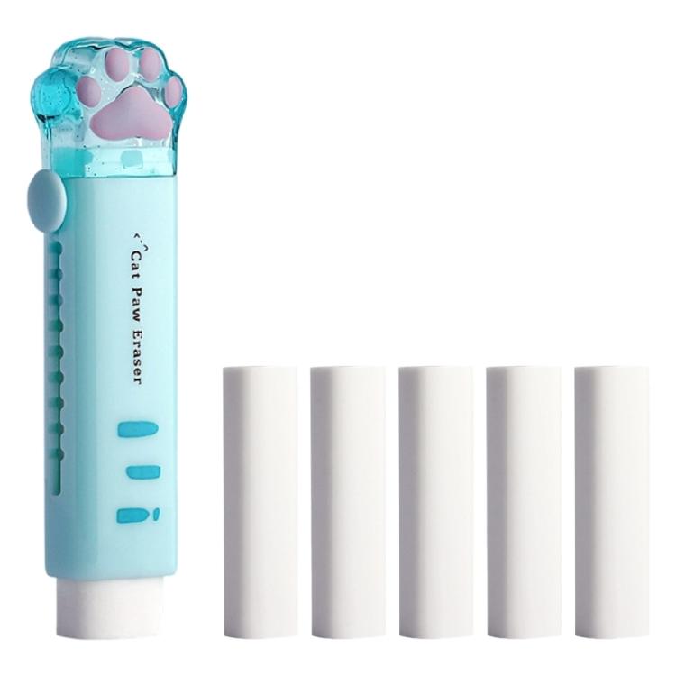 Kitten Claw Push Pull Eraser with 5 Refills Sliding Retractable Rubber Erasers Gentlely Erasing for Student Children