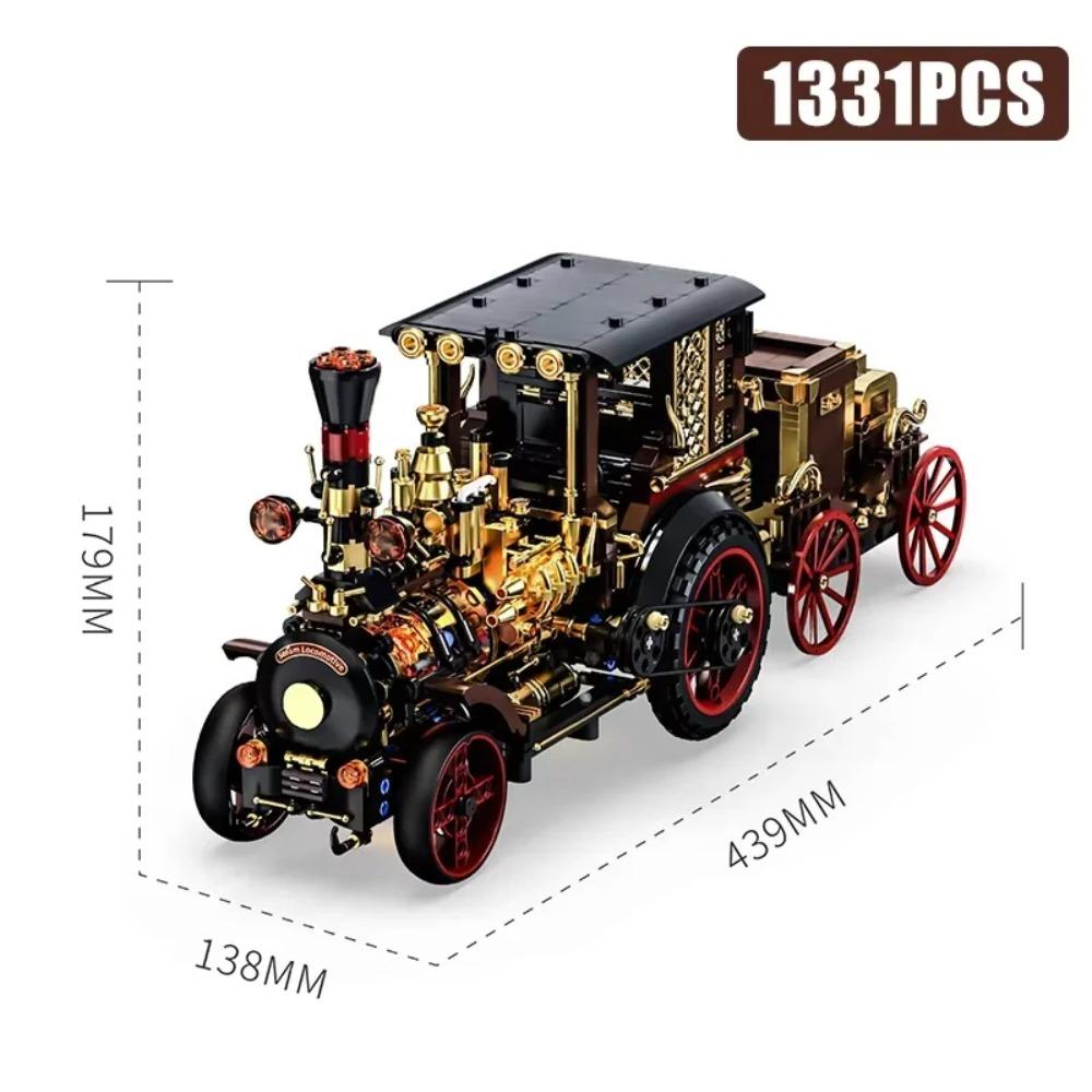 1331PCS Retro Mechanical Steam Car Building Blocks Set, MOC Classic Car Kit, Supercar Toy Model, Car Collector Set Adult Gifts