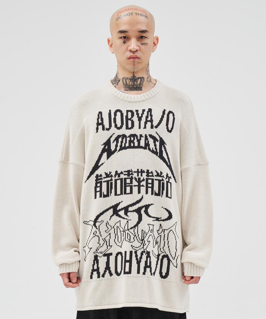 AJOBYAJO Total Logo High-Twist Yarn Sweater [Ivory]