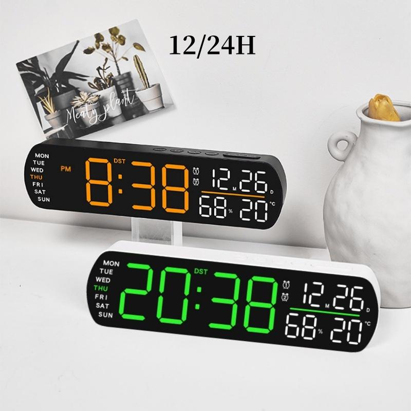 LED Alarm Clock TEMP Humidity Date Week Display Dual Alarm Timer Countdown DST Snooze Auto Dimming 12/24H Digital Table Clock2