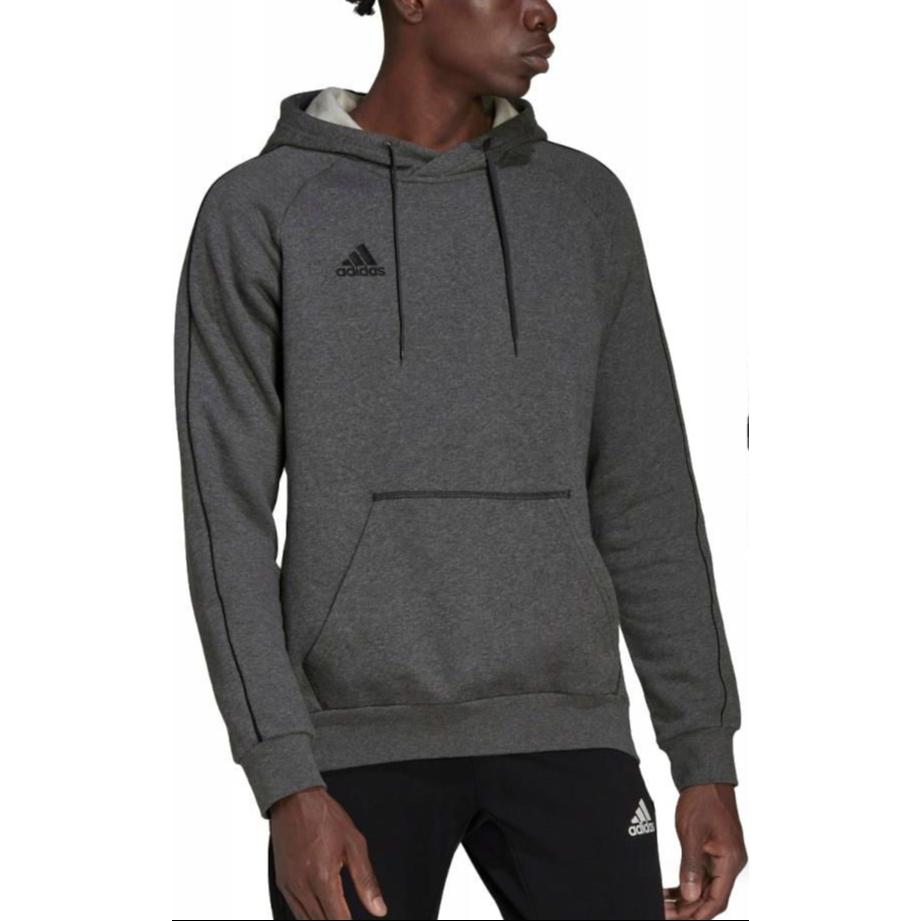 adidas Felpa con Cappuccio Calda Foderata in Pile Spessa Stampa Logo Uniforme Sportiva da Calcio Uomo Top Grigio Scuro CV3327