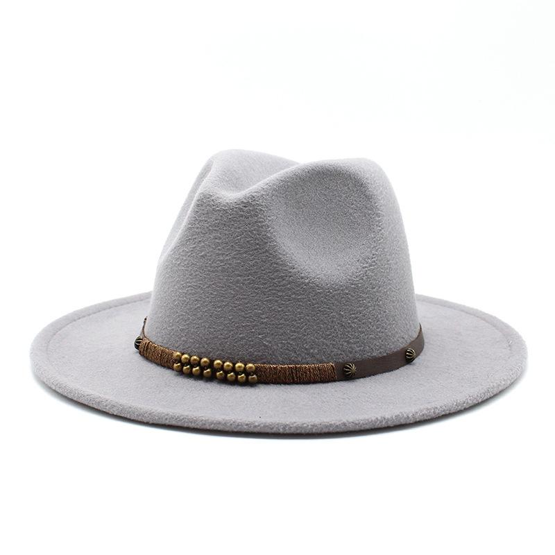 Woolen Jazz Hat British Style Men'S And Women'S Retro Flat-Brimmed Hat Wool Felt Hat Big Brim Top Hat