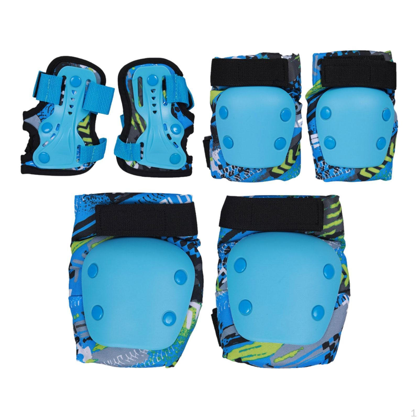 

Наколенники и налокотники, комплект для мальчиков и девочек, практичная защита запястий для верховой езды на открытом воздухе M синий