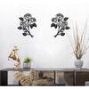 SITAKEGS 2pcs Metal Rose Wall Decor 11.8x9.4in Black Flower Sculpture Floral Art Hanging Ornament for Living Room Bathroom Bedroom Kitchen Garden