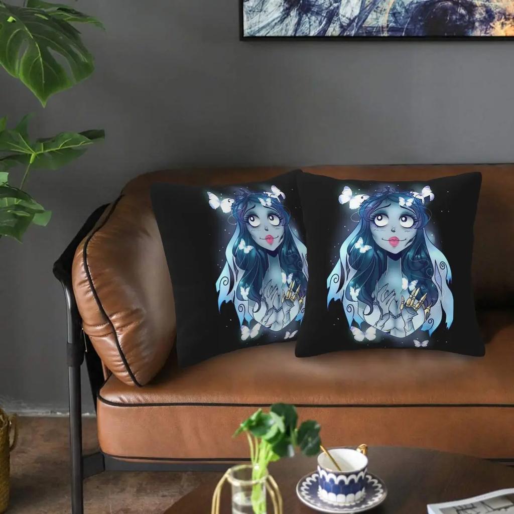 Halloween Film Corpse Bride Ghost Tim Burton 2 Pcs Square Pillowcase Pillow Cover Cushion Throw Pillow For Home Living Room