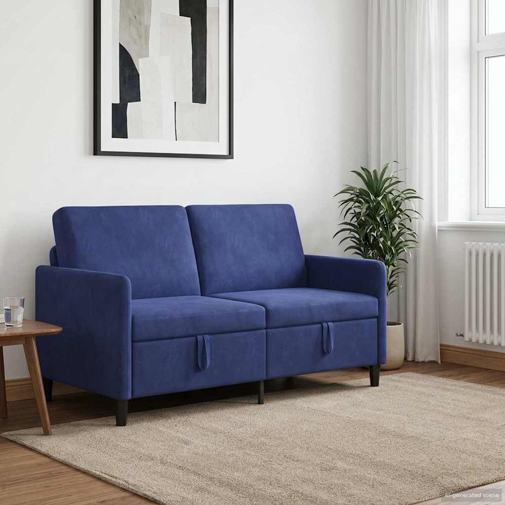 Sofa with Storage Space Police Blue 152 x 78 x 87 cm Polyester
