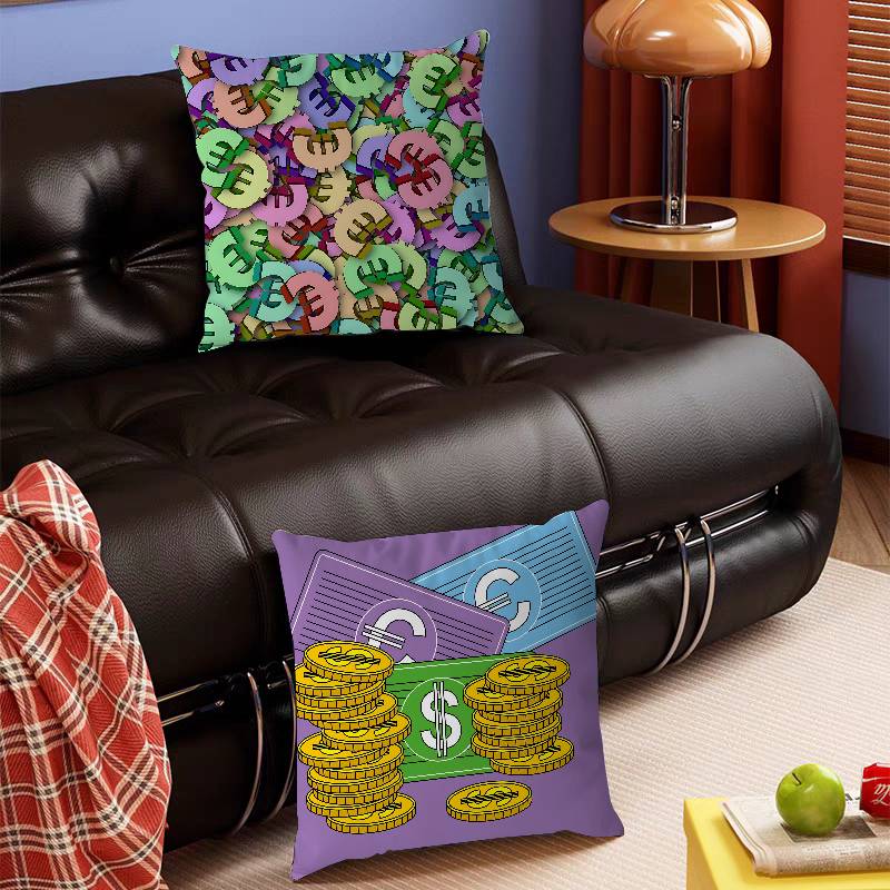 Cartoon Currency Pillow Case Removable Washable Cushion Cover – All-Season Soft Linen