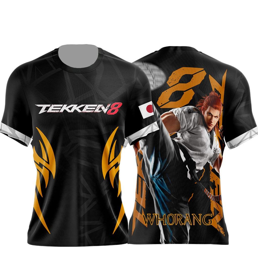 Bandai Tekken 8 Jin Kazama T-shirt 3D ad Asciugatura Rapida per Uomini Donne Bambini Estate Sportiva da Gioco Maglietta Estiva per Esterno Abbigliamento Familiare
