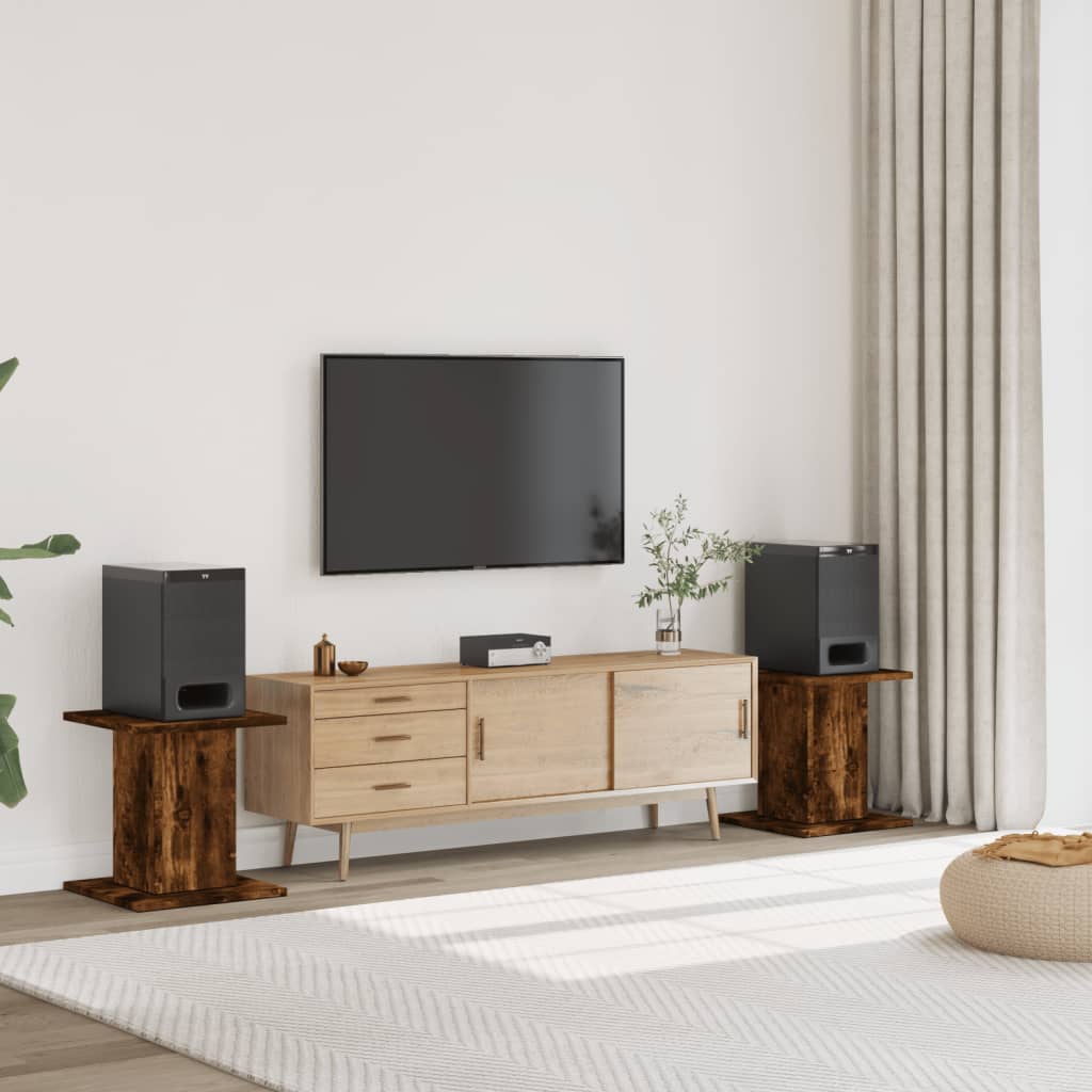 Speaker Stands (2 Pcs) Smoked Oak 30x30x40 Cm Engineered Wood
