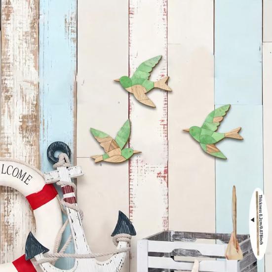 3Pcs/Set Wooden Flying Bird Wall Decoration, Farmhouse Rustic Bird Shape Wall Art, Wall Hanging Ornament for Living Room, Home, Office